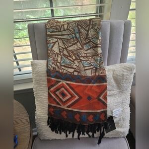 ZARA NEW Tribal Patterned Scarf with Fringe